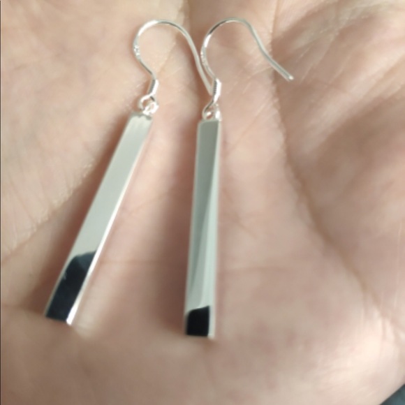 Silver Bar Earrings - Picture 3 of 3